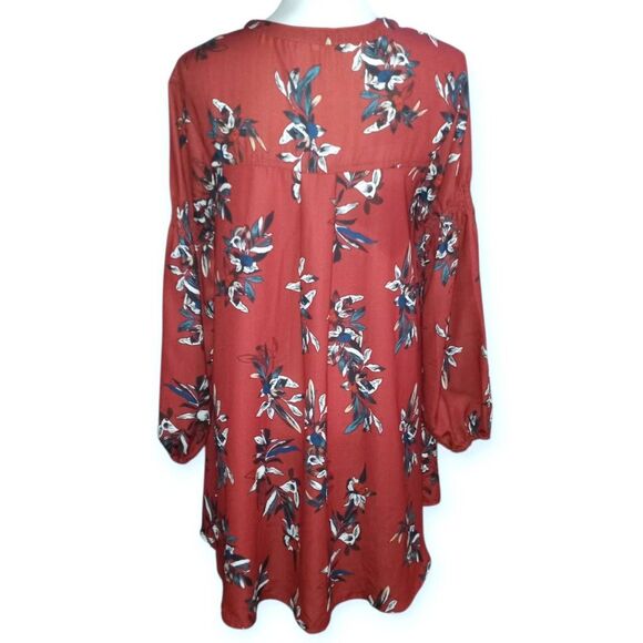 BURGUNDY FLORAL TUNIC DRESS SZ.S EUC - Picture 4 of 7